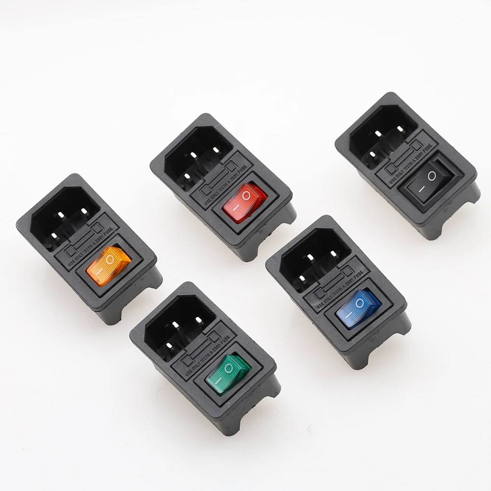 1PC Rocker Switch Fused IEC 320 C14 Inlet Power socket with lamp Fuse Switch Connector Plug Connector with fuse