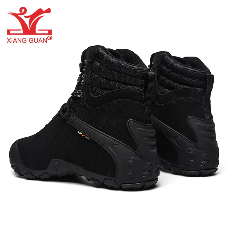 XIANG GUAN Hiking Boots Men Women Waterproof Mountain Shoes Cow Leather Black Sandy Outdoor Tactical Combat Climbing Trekking 12