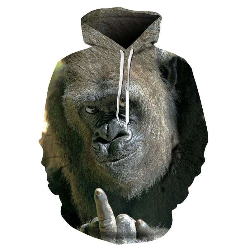 Autumn New Animal Gorilla / Monkey Hoodie Men And Women 3D Sweatshirt Oil Orangutan Print Hooded Hip Hop Street Tops