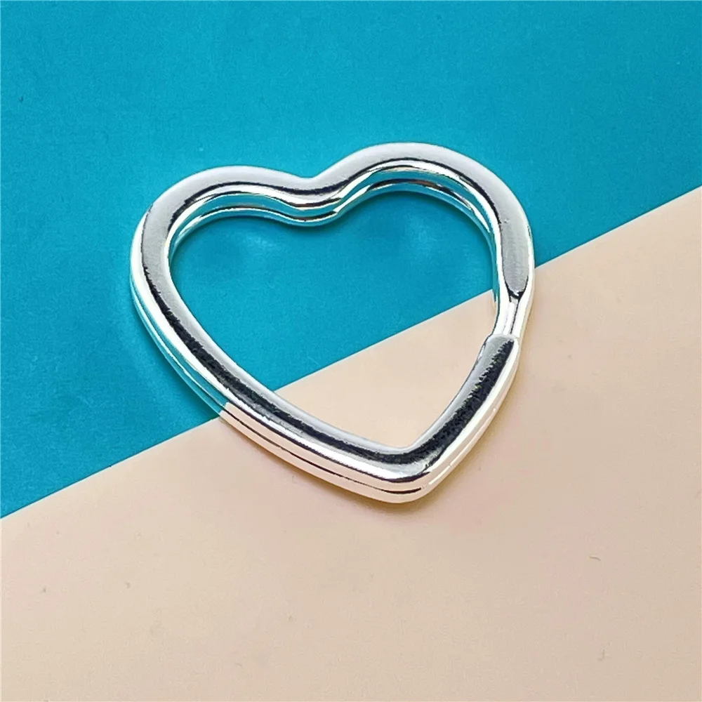 Portachiavi in argento 925 a forma di cuore semplice portachiavi regalo gioielli moda