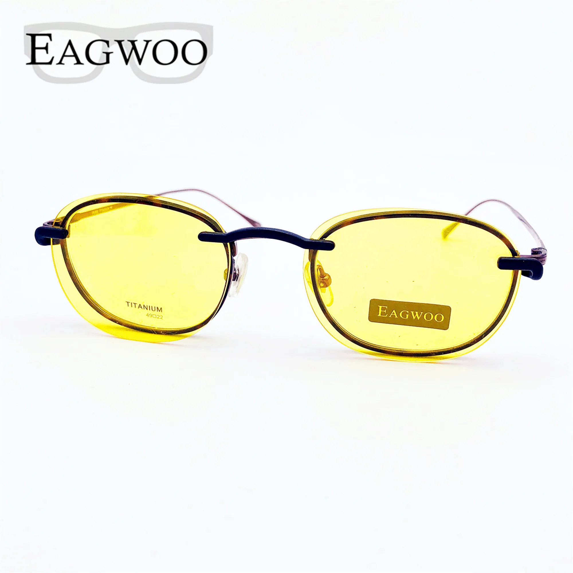 Magnet Pure Titanium Eyeglasses Full Rim Optical Frame Prescription Spectacle Myopia Vintage Eye Glasses Sunglasses Magnet Clip