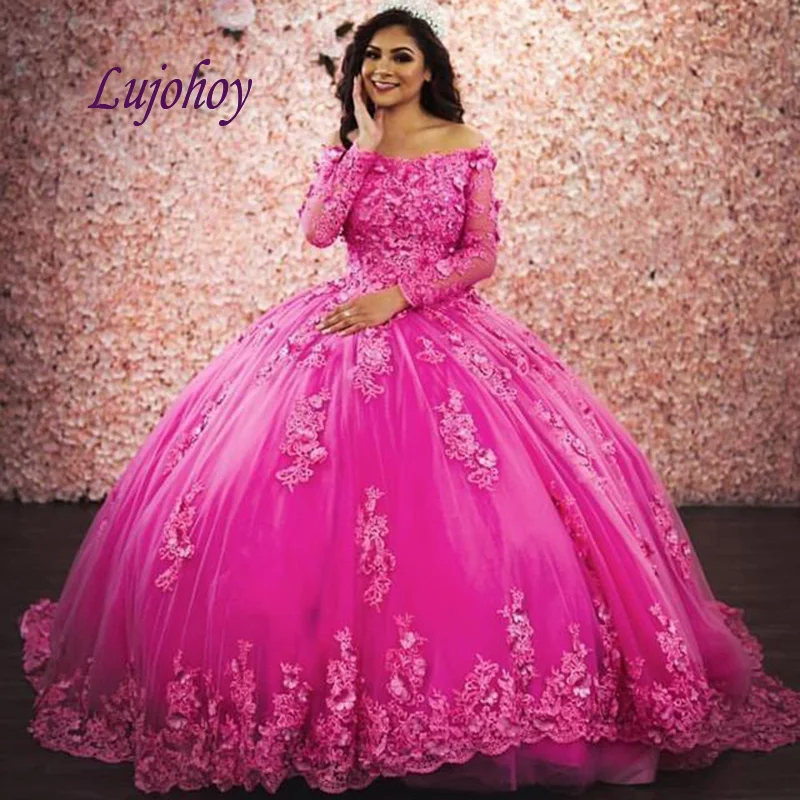 Long Sleeve Quinceanera Dresses Ball Gown Plus Size 15 year old Sixteen Sweet 16 Dress Prom Dress debutante