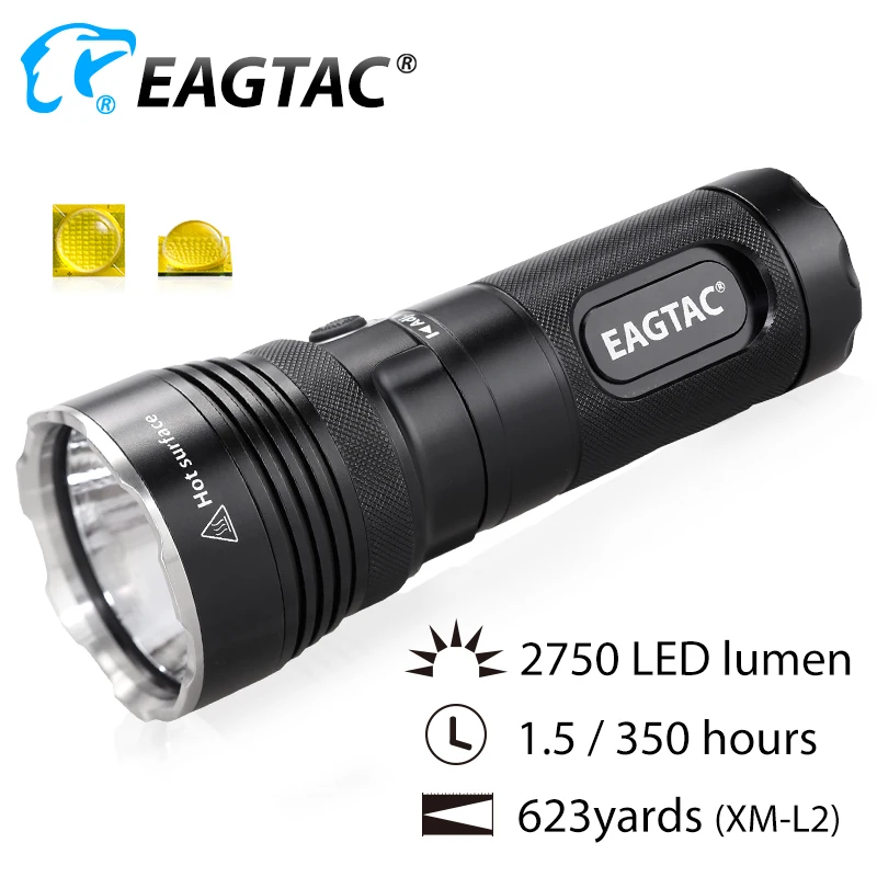 EAGTAC MX25L3 LED Flashlight 2750 Lumens 3 18650 3400mah 570 Meters Throw Photographer Self Defense