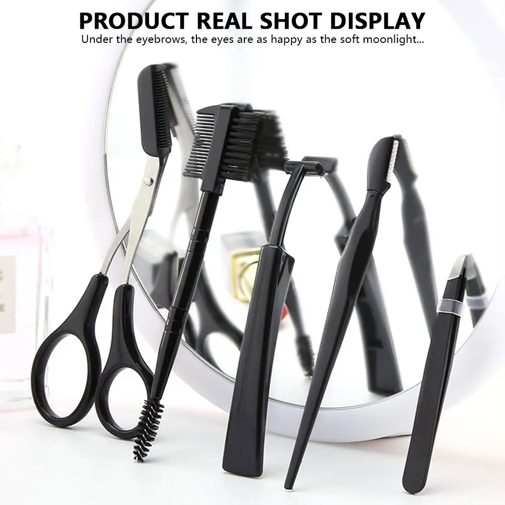 5 stücke Augenbraue Trimmer Razor Kit Augenbraue Schere Augenbraue Kamm Rasiermesser Pinzette Wimpern Pinsel Augenbraue Schaber Wimpern Haar Clips