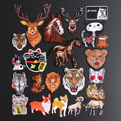 Lupo tigre elefante Punk animale patch ferro su ricamo elefante capra gatto panno Appliques 3D fai da te cartone animato gatto vestiti Decor