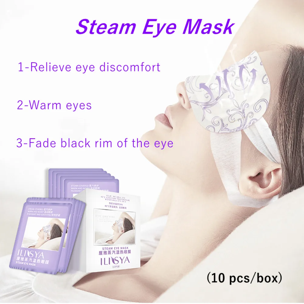 ILISYA Lavender Oil Essence Steam Warm Eye Mask for Dry Tired Eyes Dark Circle Eliminate Puffy Eyes 10PCS