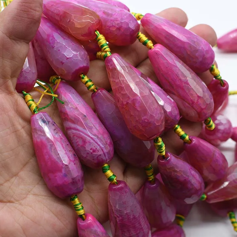 1 strands/lot Water drop pink agate natural stone beads For DIY Necklace Bracelet Earring Pandant Jewelry Making