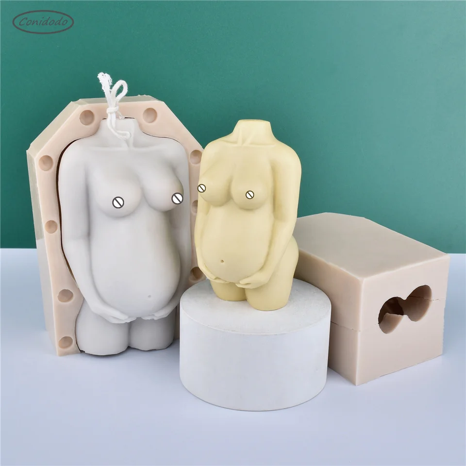 

Pregnancy Torso Silicone Body Candles Mold Female Mother Design Naked Body Scented Soap Soft DIY Handmade 3D Stereo Art Mould