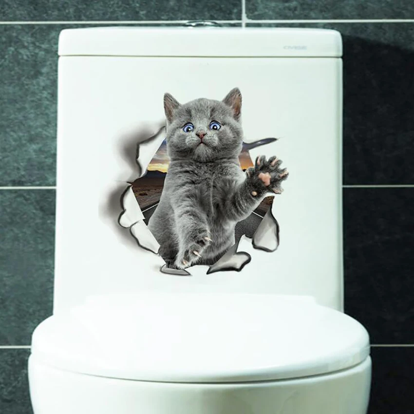 3D Wall Stickers Cat Self Adhesive, Decorative Wall Decals Removable Art Sticker for Living Room Baby Rooms Bedroom Toilet