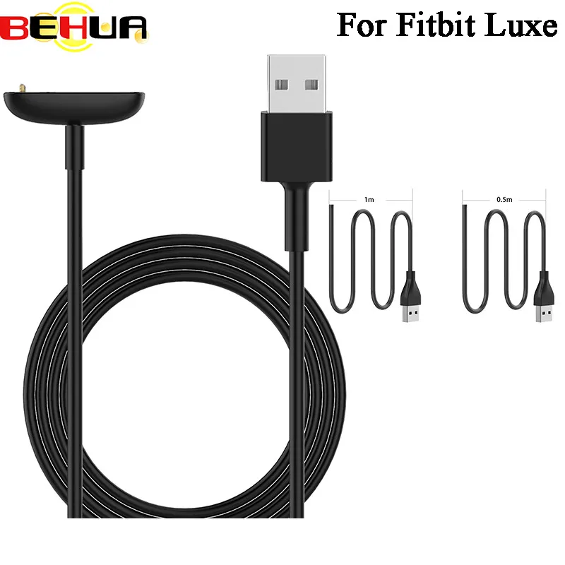 BEHUA 50/100ซม.แบบพกพา USB สายชาร์จสำหรับ Fitbit Luxe SmartWatch สร้อยข้อมือข้อมูลสายคุณภาพสูงอุปกรณ์เสริม