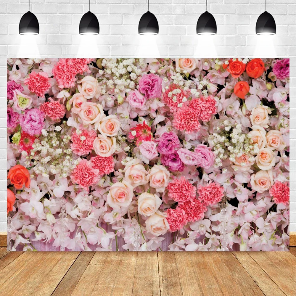 

Flower Backdrop Wedding Floral Wall Bridal Shower Marriage Engaged Ceremony Birthday Party Photography Background Photo Studio