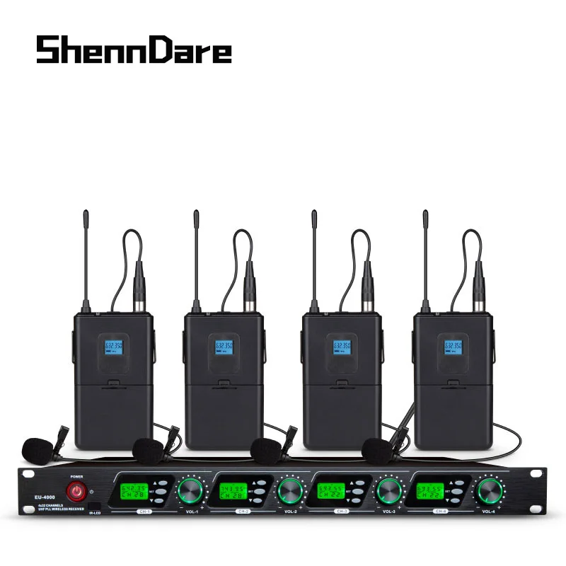 4-channel True Diversity Wireless Microphone Professional Conference Performance Handheld Lavalier MIC Church Outing Event MIC