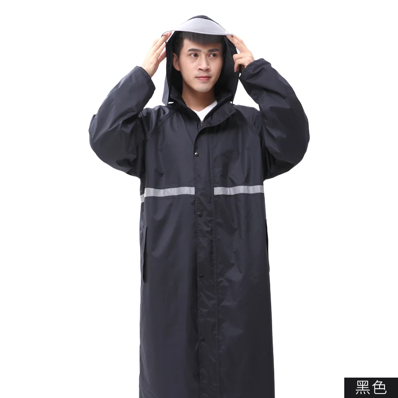 Lengthened Thicken Model Breathable Outdoor Windbreaker Raincoat Double Layer Men's Single Hat Brim Hiking One-Piece Poncho