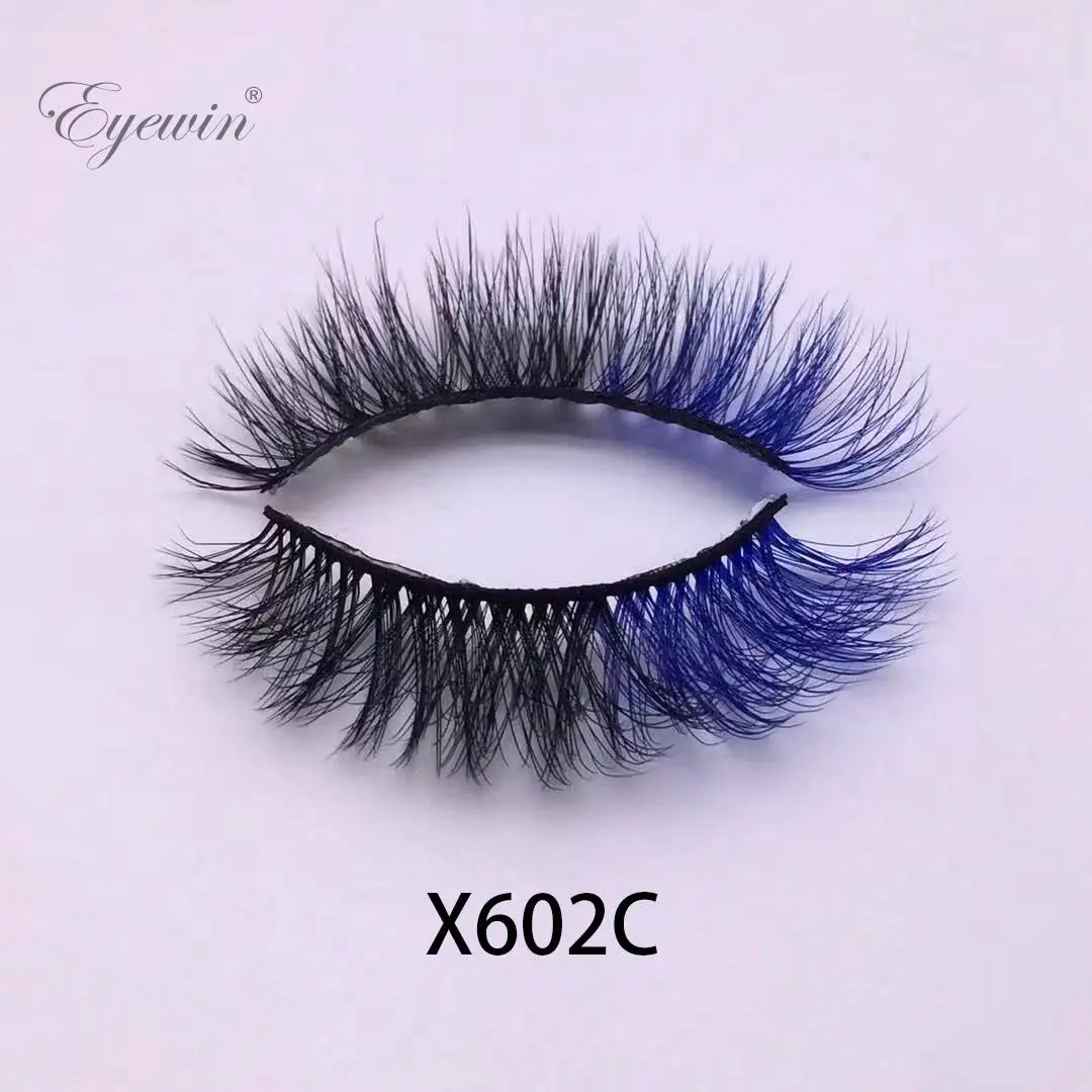 Mix Color False Lashes Ombre Natural Long 3D Messy Lashes Bulk Dramatic Makeup Colorful Fake Lash Party Colored Lashes Halloween