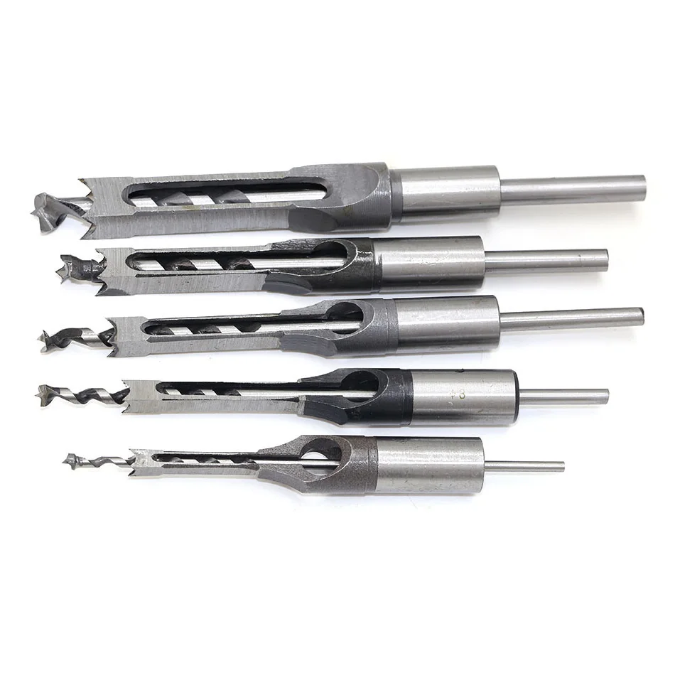 Taladro cuadrado de 6-16mm para carpintería, guía de agujero, cincel de mortaja de madera con taladro helicoidal, herramienta de broca de carpintero