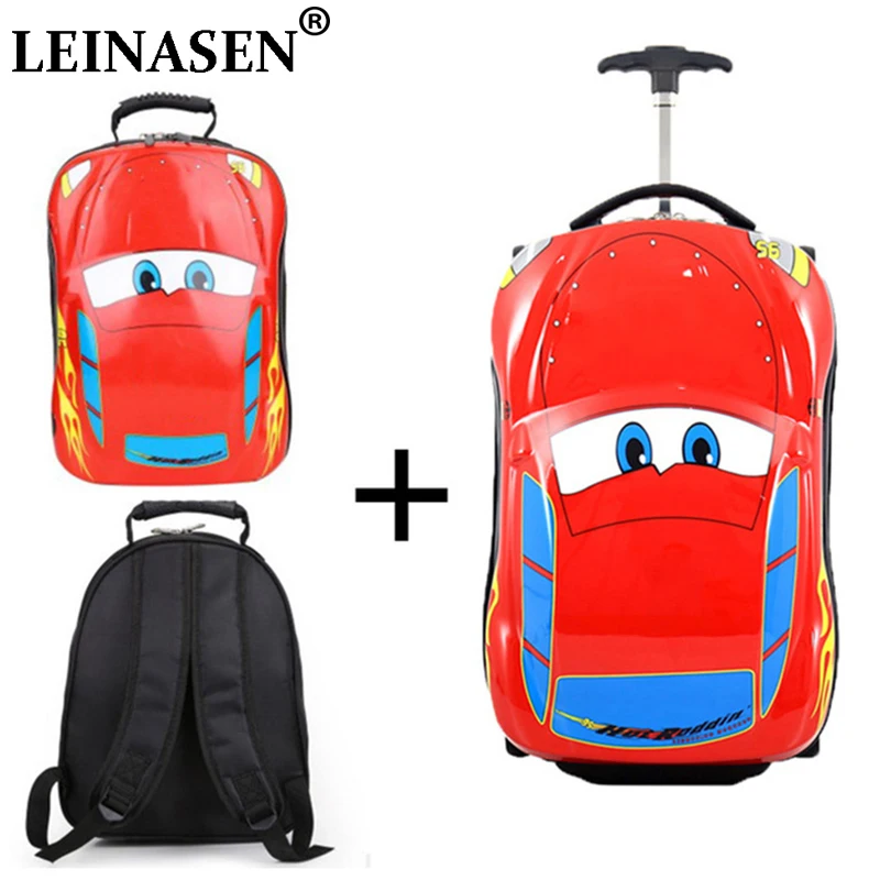 Children\'s Suitcase Child Trolley case Luggage Bag kids Schoolbags travel Suitcase Wheels 3D Supercar Travel case Toys for kinds