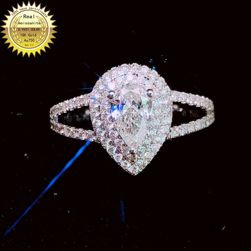 

18K goldr ring 1ct D VVS moissanite ring Engagement&Wedding Jewellery with certificate 0055