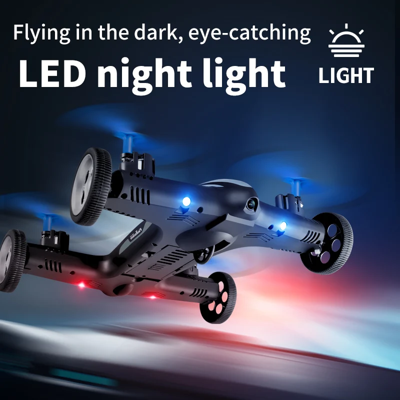 V11 New 2-in-1 2.4G Drone 4k Camera HD Air-Ground Flying Car four-axis Aircraft Rc Helicopter Toys with LED Night light