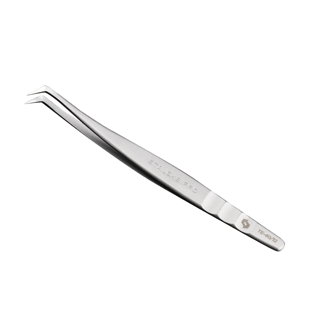 STALEKS PRO TE-40-12 Wave Pattern Embossing Tweezers Grafting Eyelashes Blooming ESD High Precise Hyper Fine AISI