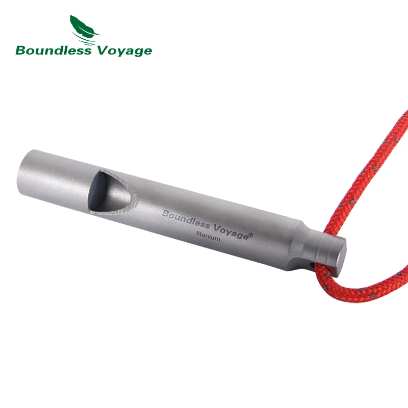 Boundless Voyage Titanium Whistle, acampamento ao ar livre, caminhadas, caça, sobrevivência de emergência, treinadores altos com colhedor, Ti9010O