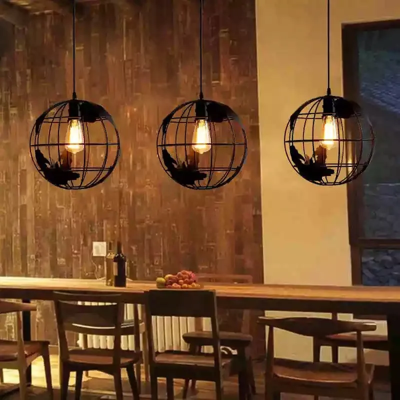 Industrial Pendant Lights Vintage Iron Globe Hanglamp For Dining Room Bedroom Restaurant Bar Decor Loft E27 Luminaire Suspension