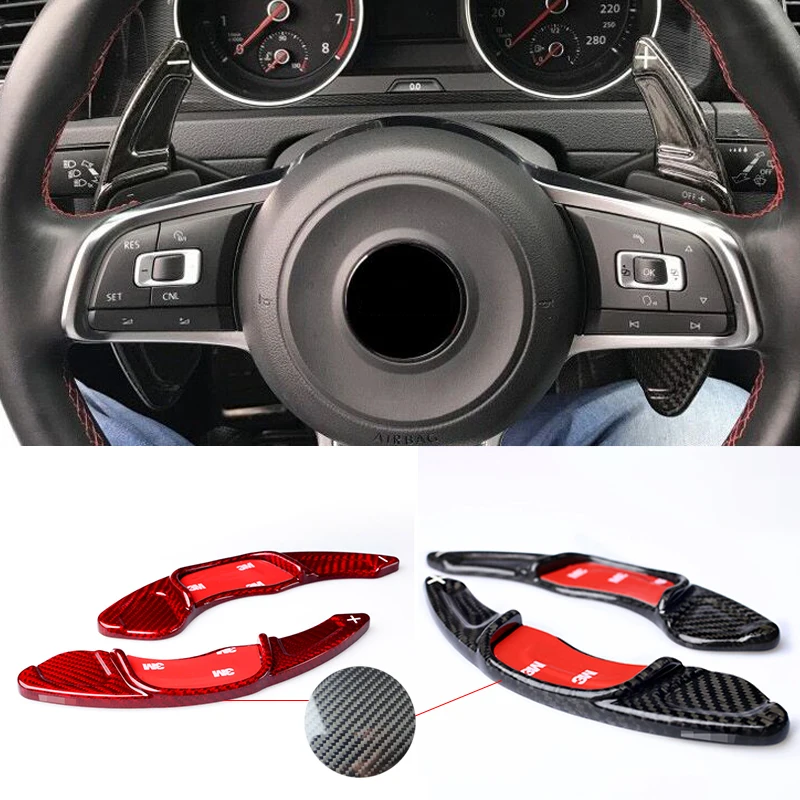 

Real Carbon Fiber Steering Wheel Shift Paddle Extension For VW GOLF GTI R GTD GTE MK7 7 Scirocco POLO Sagitar Lamando