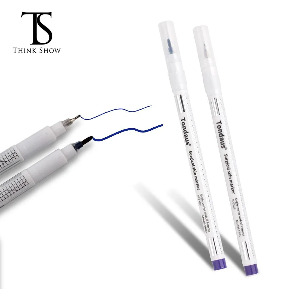 

THINKSHOW Tattoo Skin Marker Surgical Eyebrow Eyelash Skin Marker Pen Tool Accessories 0.5mm/1mm Fixed Point Pen with Ruler