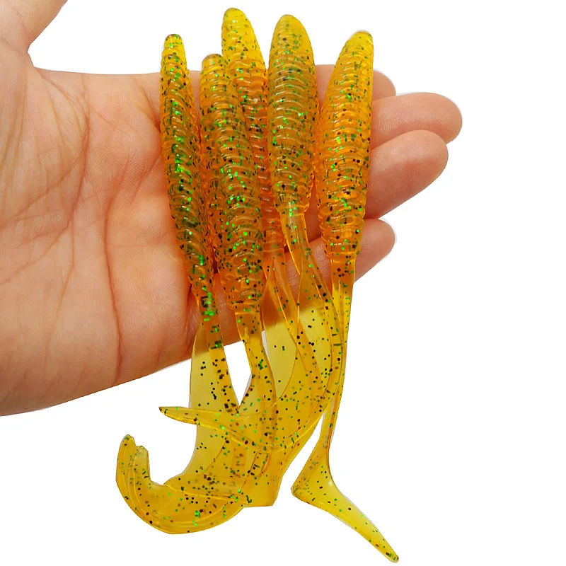 Angelköder mit langem Schwanz, weicher Köder, 13 cm, 6 g, Schraubgewinde, einzelne Sichelschwänze, Wurmgrub, Kunstköder, Lot 5 Stück im Angebot – Detail 6