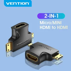 Vention Micro HDMI Adapter Micro Mini 2 w 1 kabel męski na żeński konwerter do kamery projektor telewizyjny Mini Adapter HDMI