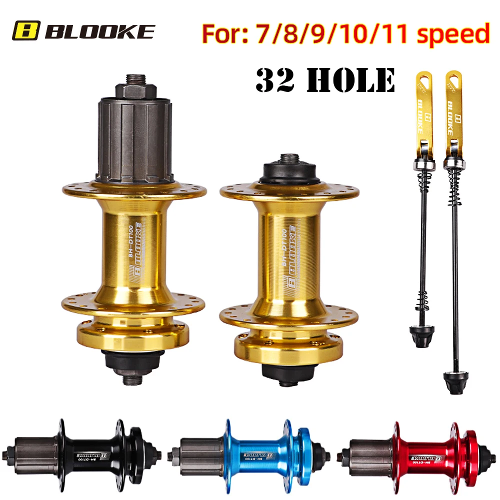 BLOOKE-Bicycle Bearing Disc Brake Hub,Front and Rear,MTB Bike Bushing,Quick Release Sleeve Cube, DT100, 7, 8, 9, 10, 11 S Speed