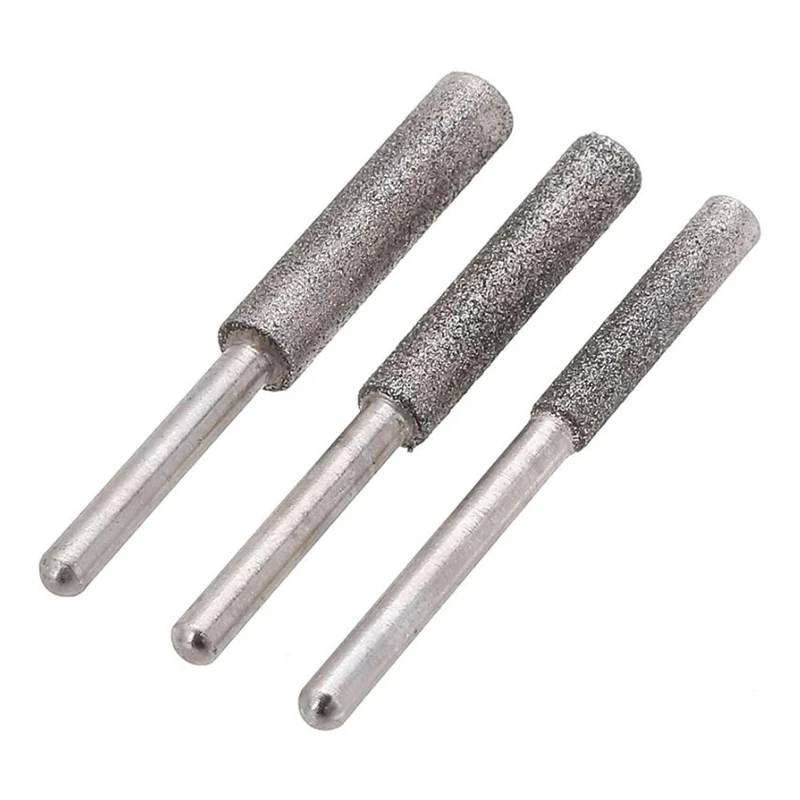 1Pc 3mm Shank 4/4.8/5.5mm Diamond Grinding Head Chainsaw Sharpener Stone File Chain Saw Sharpening Carving Grinding Tool