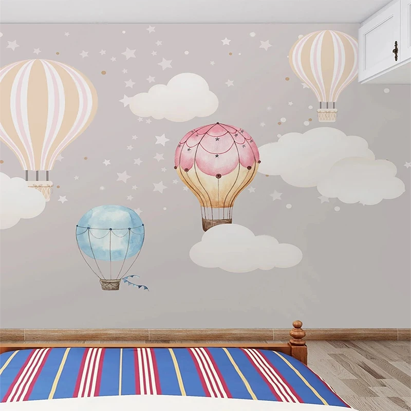 

Custom 3D Mural Cartoon Hot Air Balloon And Stars Wallpaper For Children's Room Home Decoration Wall Paper Wall Covering Fresco