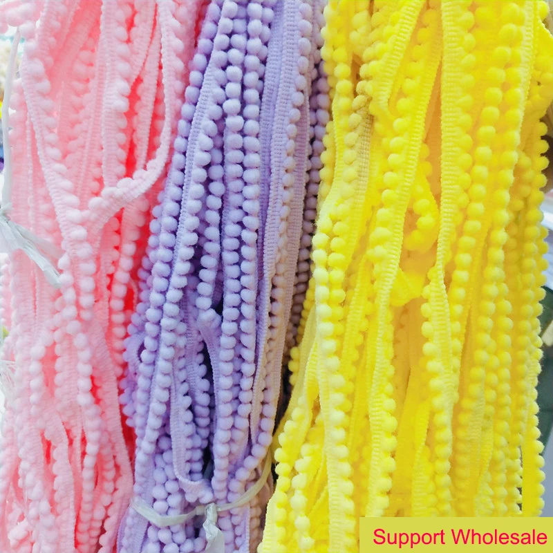 1-10Yards Pom Pom Trim Ball Ribbon MINI Fabric Pearl Pompom Fringe Ribbon Sewing Lace Kintted Fabric Handmade Craft Accessories