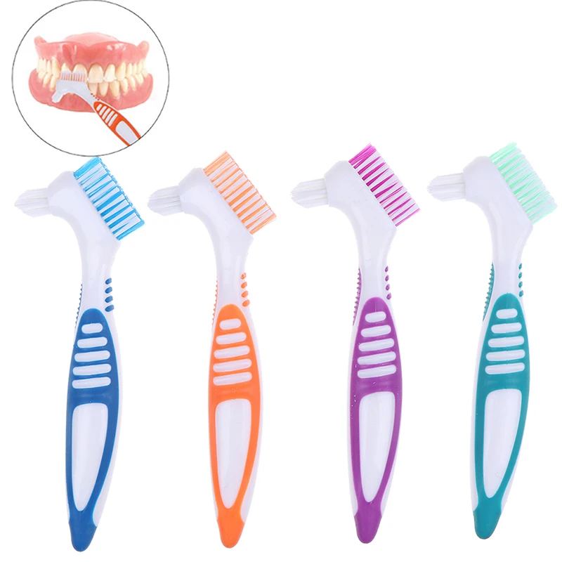 

1PCS Multi-Layered Bristles False Teeth Brush Oral Care Tool Bristles & Ergonomic Rubber Handle Denture Cleaning Brush