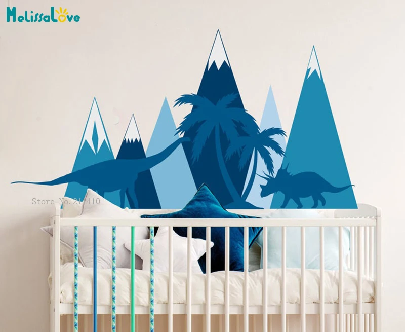 

Vegetarian Dinosaur Mountains Wall Stickers Kids Boys Room Decor Animals Murals Nursery Vinyl Decals Removable YT5300