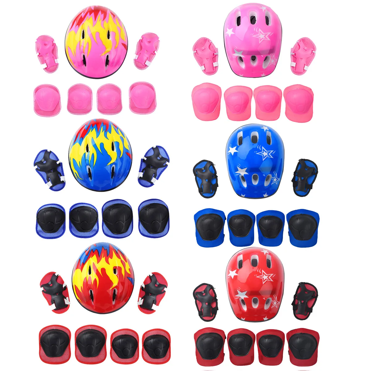 Kids Skateboard Sports Protective Gear Skating Cycling Guard Equipment Adjustable Helmet Knee Wrist Elbow Pad Set for Boys Girls