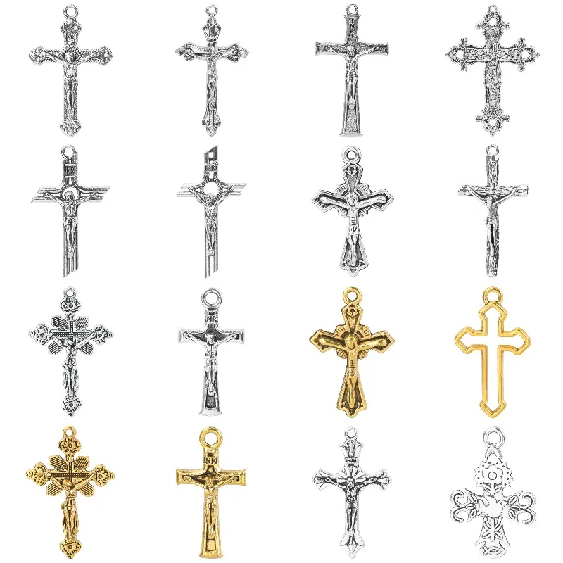 10Pcs Gothic Religion Jesus Cross Charms  Pendant Earrings Necklaces Collier Croix Women Gift Jewelry Making