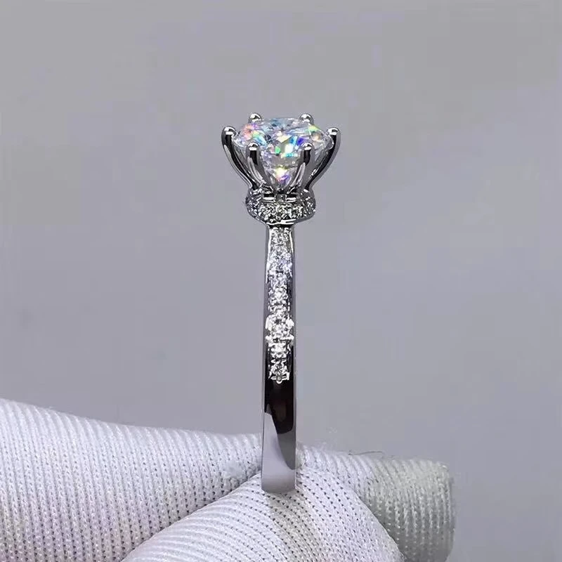 exquisitie crackling moissanite gemstone ring women jewelry gift engagement ring six claw set shiny better than diamond gift