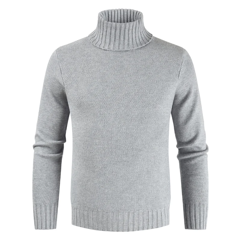 

2021 Winter Men's Turtleneck Sweaters Warm High Neck Sweater Mens Sweaters Solid Color Slims Pullover Men Knitwear Male Sweater