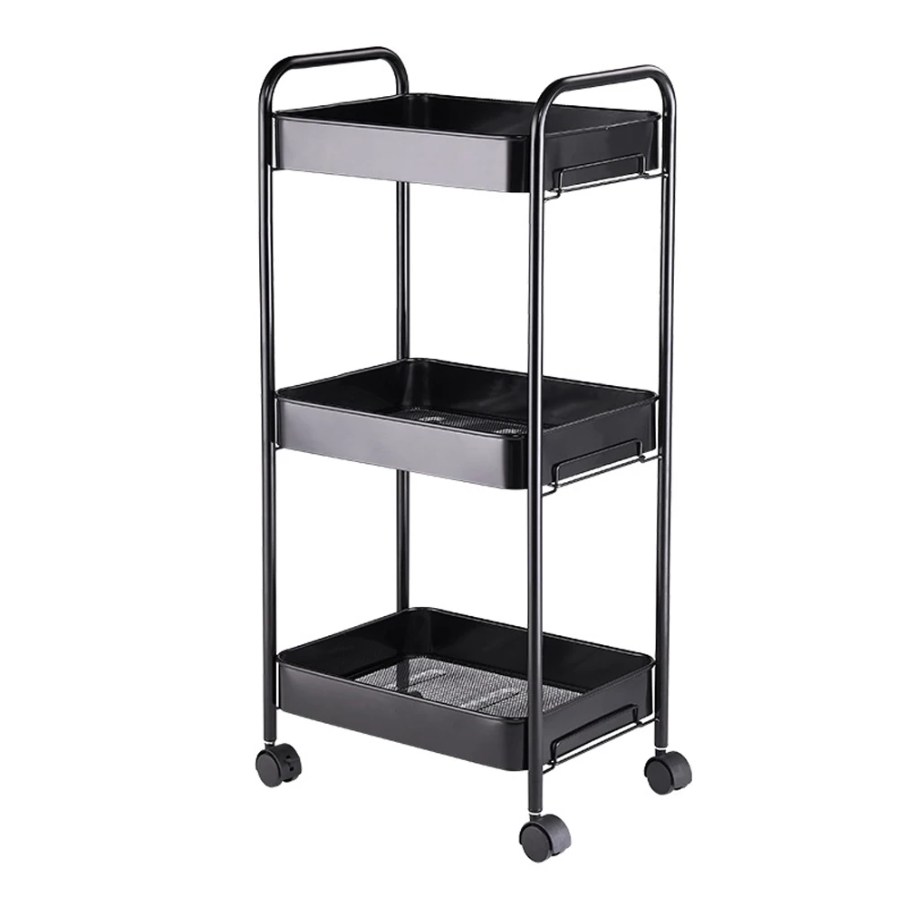 3-Tier Mobile Utility Cart Kitchen Cart withCaster Wheels  Mobile Shelving Unit Organizer Slide Out Storage Rolling Utility