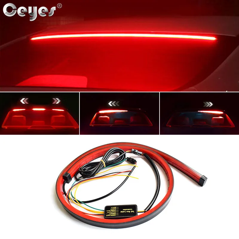 

Ceyes 100cm Car Styling High Rear Additional Stop LED Lights With Turn Signal Running Light Unverisal Auto Brake Flexible Strips