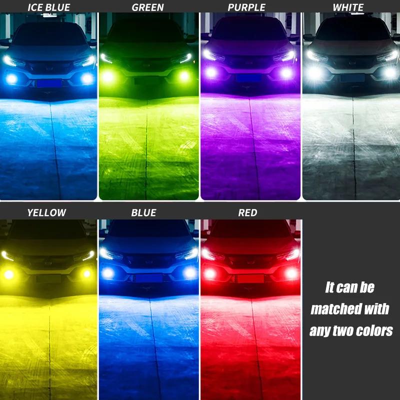 3000K + 6500K H1 H3 Led Bulbs H7 H8 H11 Led Light Dual Color Headlight Bulb 12V 10000LM 9005 9006 HB3 HB4 LED Fog Lamps