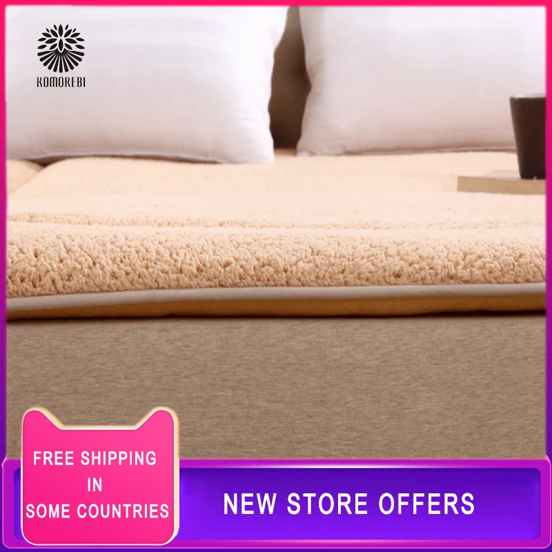 Thick warm Lamb Down Winter Warm Berber Fleece Mattress Nonslip King Size Bed Mattress Pad Cushion Floor Ground Tatimi-mat