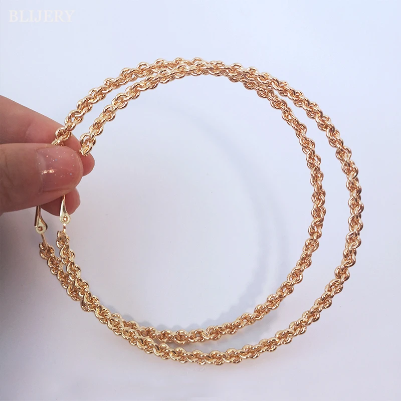 BLIJERY New Punk Exaggerated Big Hoop Earrings for Women Statement Jewelry Chain Linking Circle Earring Loops Boucles d'oreilles