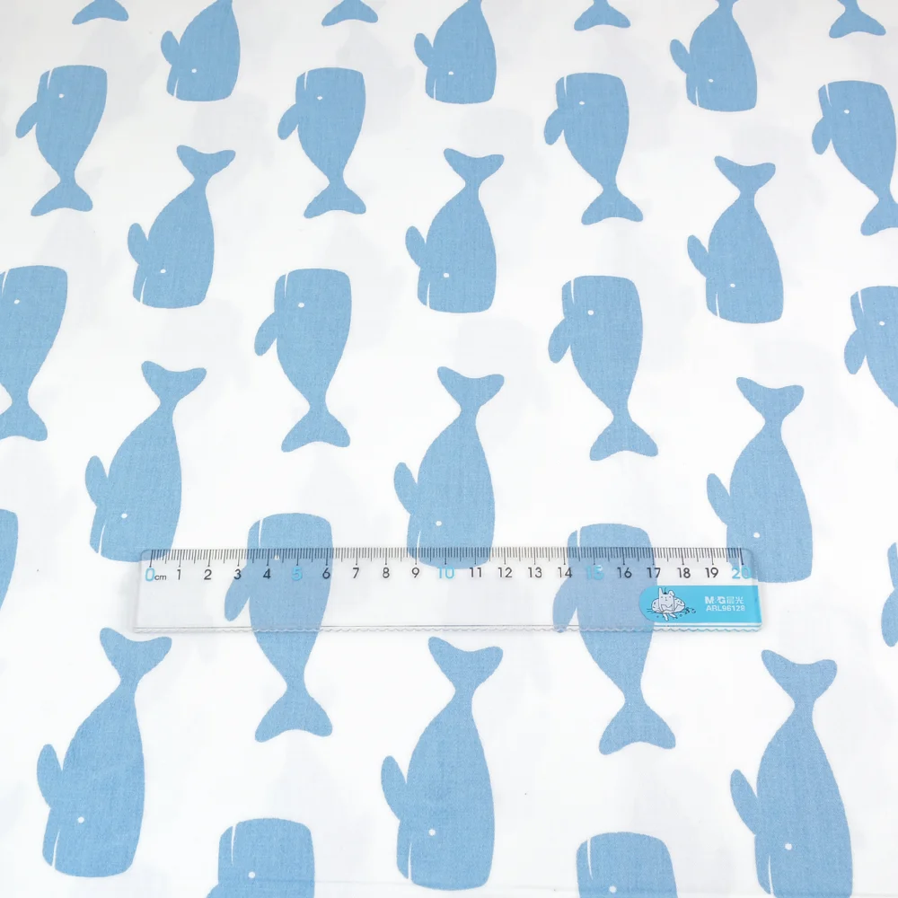 جديد وصول 100% الأبيض القطن نسيج الدهون الربع الأزرق الحيتان المادة ورقة السرير النسيج خليط تصميم المنزل الحرف #3