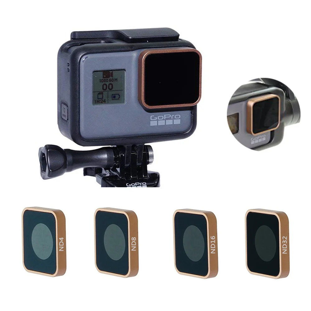 Neutralna gęstość ND4 ND8 ND16 ND32 filtr obiektywu ND Protector wymiana sport dla Gopro Hero 7 czarny 6 5 nowe aparaty akcesoria