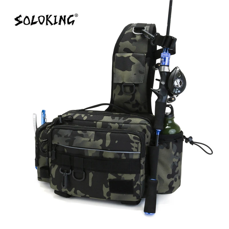 SOLOKING Multifunctional Fishing Tackle Bags for Lure Box Fishing Rod Fishing Lure Bag Outdoor Portable Lure Waist Pack Bag