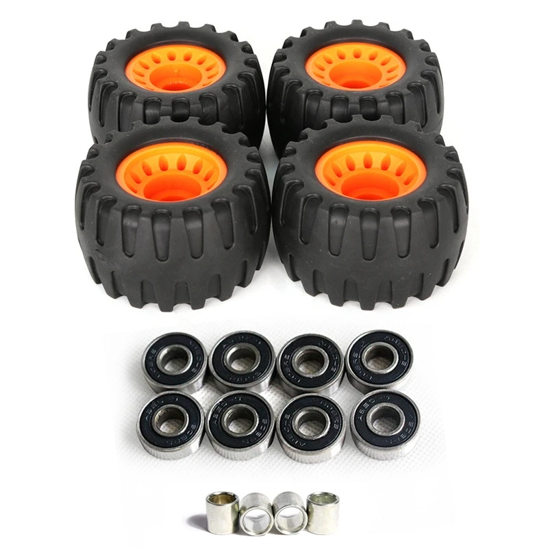 

All Terrain Off Road Skateboard Longboard Wheels Road Damping Wheel Dance Board Round (Set of 4 Contains Bearing Sleeve)