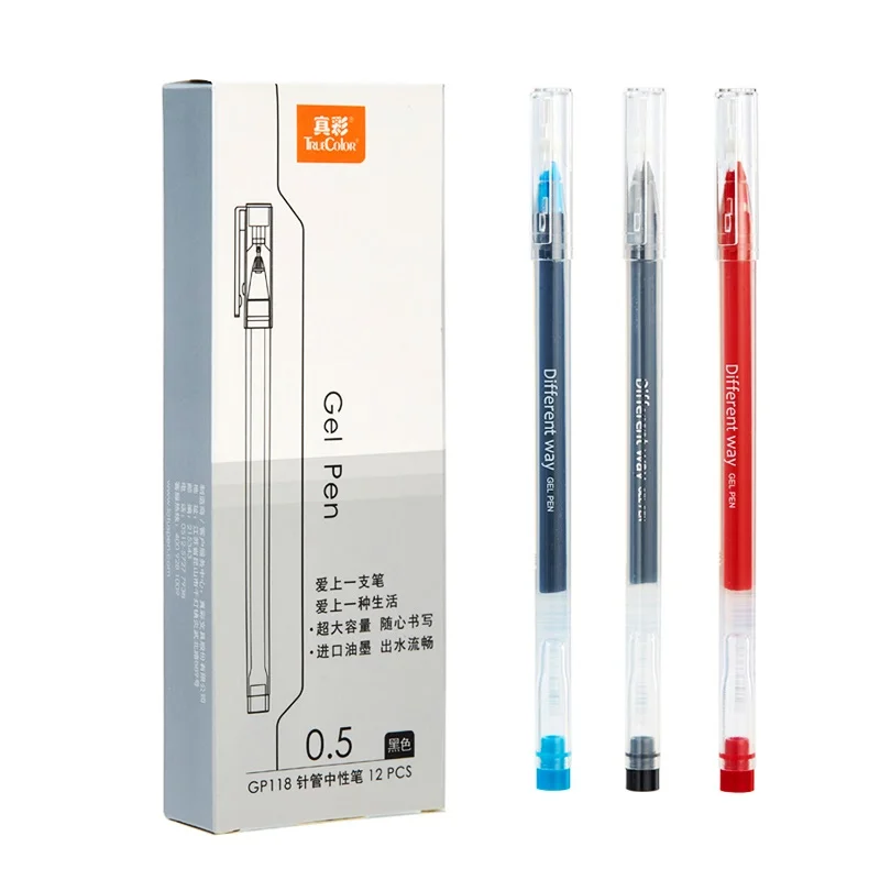 

12pcs Classic Transparent Gel Pen Set 0.5mm Fine Ballpoint Black Blue Red Color Ink Office Writing School Student Supplies F087