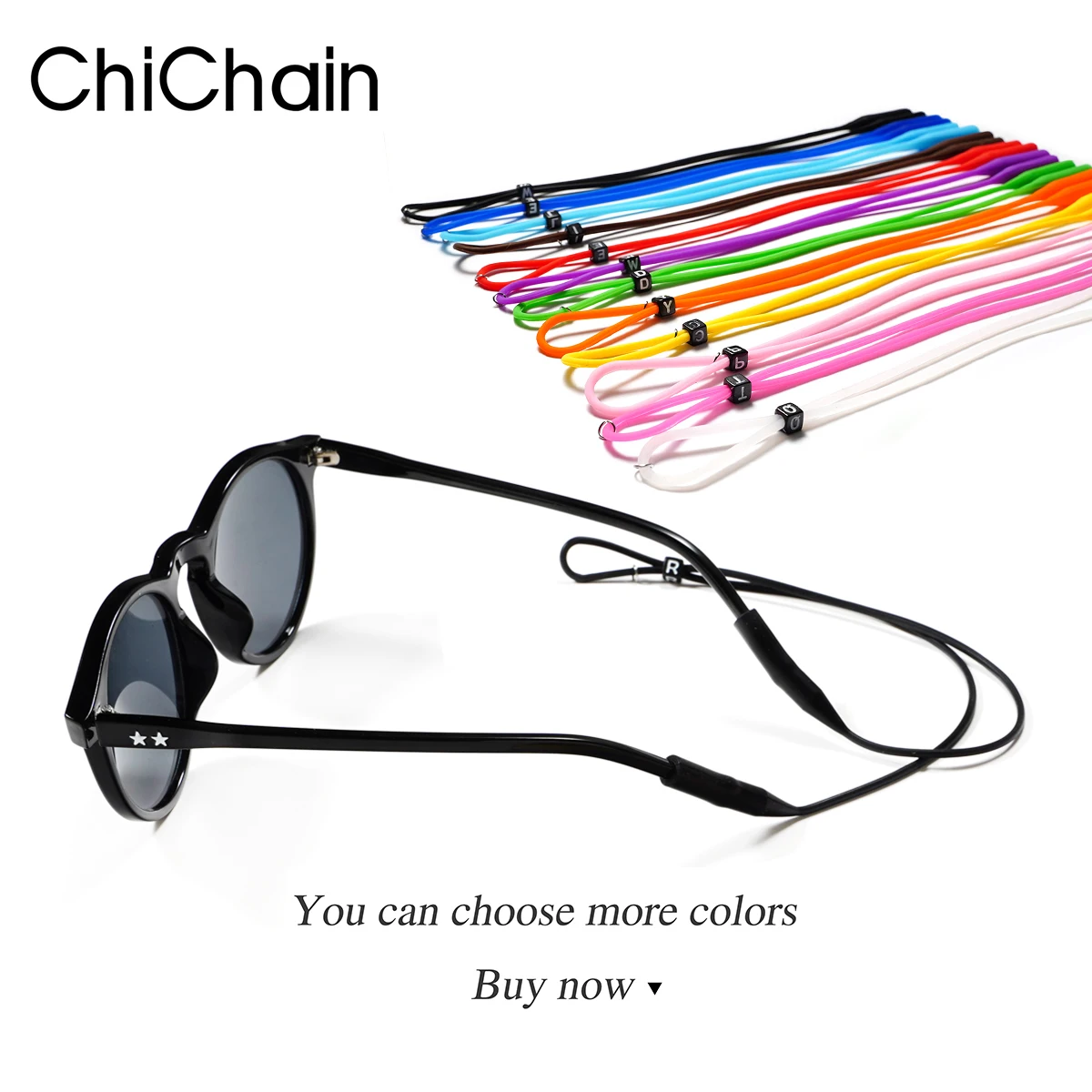 Eyeglasses Multicolor Elastic Silicone Lace Adjustable Letter Button Sports Anti-Slip String Glasses Straps Neck Tape Round Ends